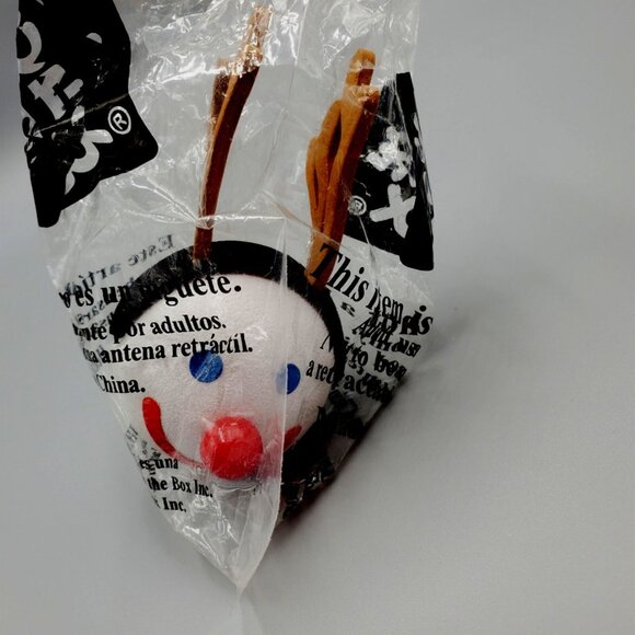Antenna Topper Ball Rudolph Red Nose Reindeer w Antlers Auto Car Jack in the Box - Picture 5 of 6